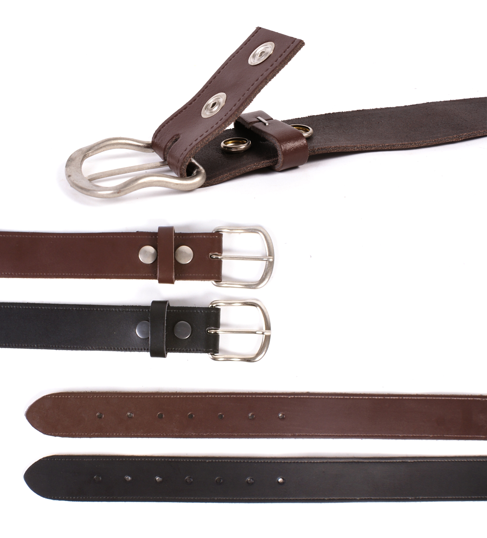 (image for) 1.5" PRESS STUD BELT XXL BROWN